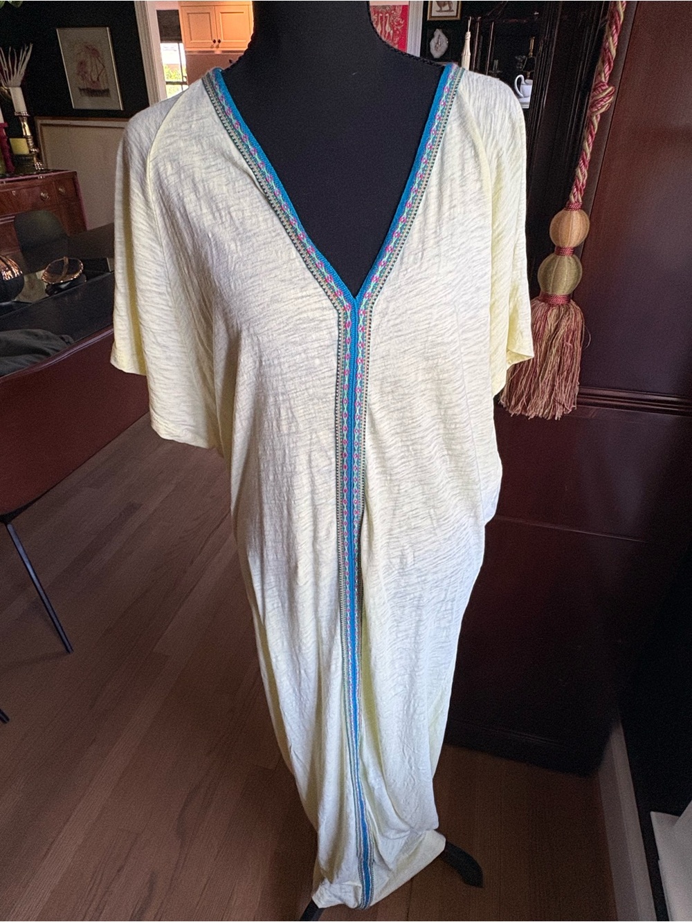 Pitusa Light Yellow V-Neck Women's Swim Cover-Up with Contrast Trim